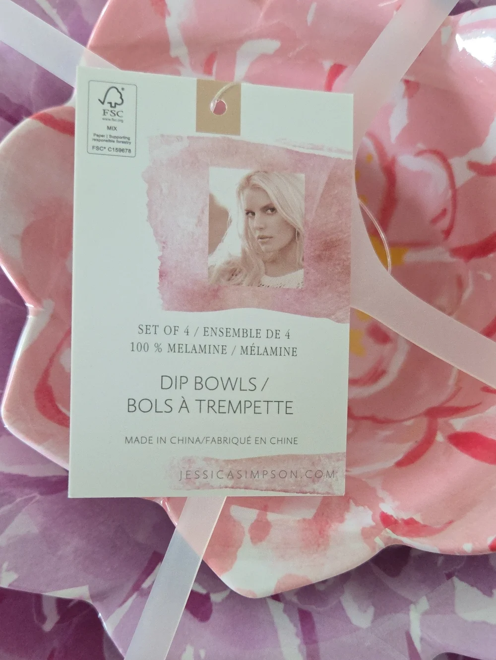 Jessica Simpson Pink and Lavender Floral Layered Party Platter Set